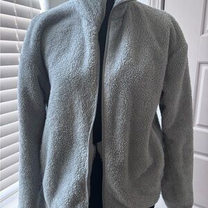 Uniqlo Light Gray Teddy Fleece Jacket - Full Zip